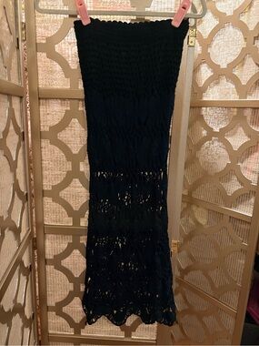 Black Crochet Strapless maxi dress/skirt